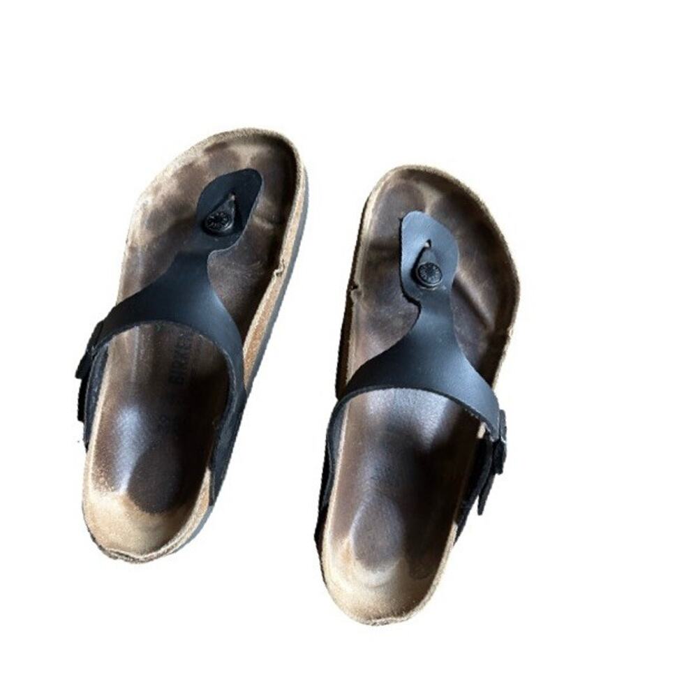 Birkenstock Thong Sandals Size 39 Gizeh Black Worn Used Casual Summer US 8 - Picture 9 of 9